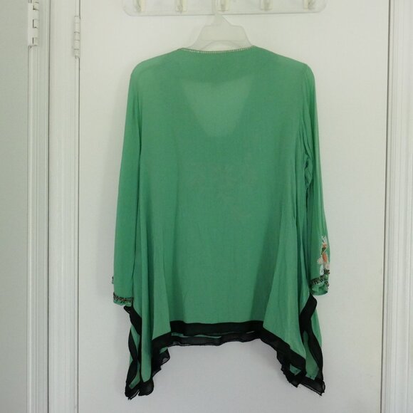 British India embroidered beaded tunic top jade green size 7 - Picture 2 of 9